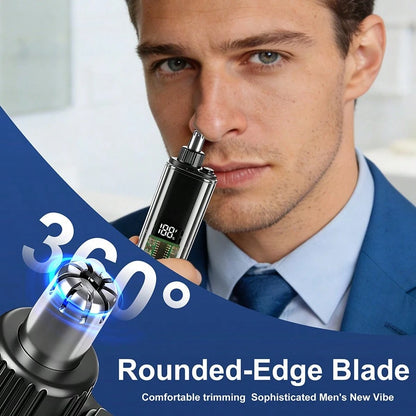Men's USB Rechargeable Nose Hair Trimmer- Compact Portable Digital Display Design, Suitable For Home Or Business Travel, Battery Capacity 220mAh