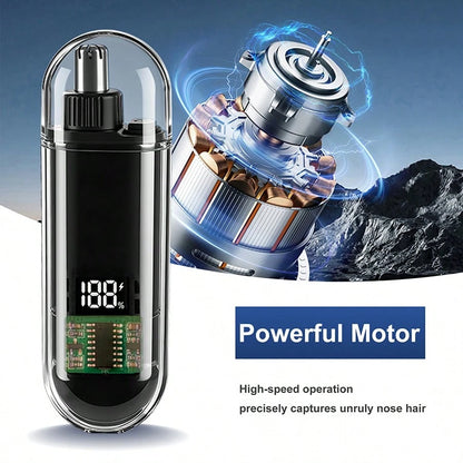 Men's USB Rechargeable Nose Hair Trimmer- Compact Portable Digital Display Design, Suitable For Home Or Business Travel, Battery Capacity 220mAh