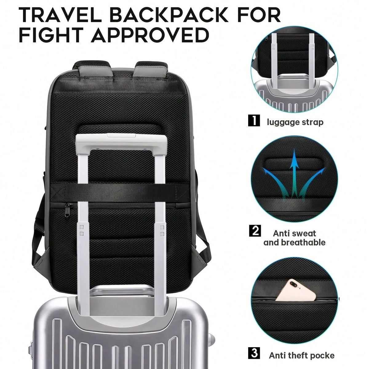 Men' S Work Backpack, Stylish Travel Shoulder Bag, 3Dmolded High-Tech Backpack, Business Laptop Bagcompatible With Up To A 17.3-Inch Laptop, Premiumquality, Perfect Christmas Or Birthday Gift