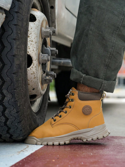 Men's Work Safety Shoes High-Top Steel Toe Boots, Large Size Hunting Boots, Outdoor Sports Shoes, Hiking Boots, Lace-Up Safety Shoes, Anti-Smash Anti-Pressure Protective Shoes, Suitable For Constructi