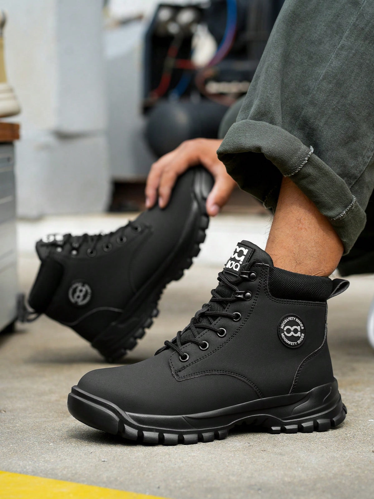Men's Work Safety Shoes High-Top Steel Toe Boots, Large Size Hunting Boots, Outdoor Sports Shoes, Hiking Boots, Lace-Up Safety Shoes, Anti-Smash Anti-Pressure Protective Shoes, Suitable For Constructi