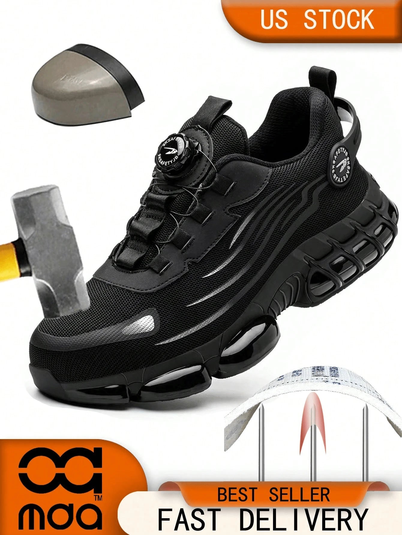 Men's Work Safety Shoes, Steel Toe Shoes, Large Size Hunting Shoes, Sports Outdoor Shoes, Hiking Boots With Rotary Button, Shock Absorption, Anti-Crush, Anti-Pressure, Suitable For Construction, Wareh