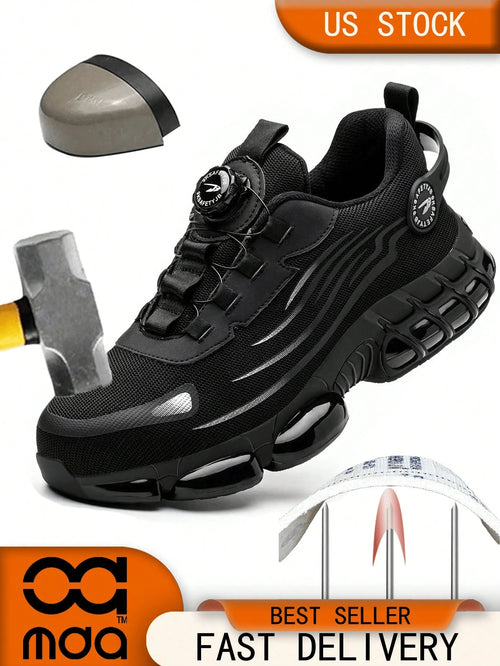 Men's Work Safety Shoes, Steel Toe Shoes, Large Size Hunting Shoes, Sports Outdoor Shoes, Hiking Boots With Rotary Button, Shock Absorption, Anti-Crush, Anti-Pressure, Suitable For Construction, Wareh