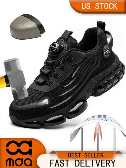 Men's Work Safety Shoes, Steel Toe Shoes, Large Size Hunting Shoes, Sports Outdoor Shoes, Hiking Boots With Rotary Button, Shock Absorption, Anti-Crush, Anti-Pressure, Suitable For Construction, Wareh