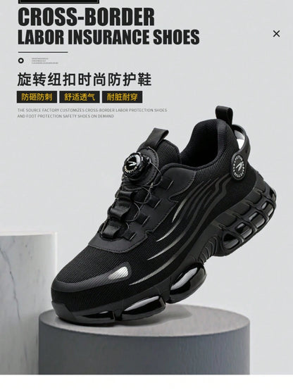 Men's Work Safety Shoes, Steel Toe Shoes, Large Size Hunting Shoes, Sports Outdoor Shoes, Hiking Boots With Rotary Button, Shock Absorption, Anti-Crush, Anti-Pressure, Suitable For Construction, Wareh