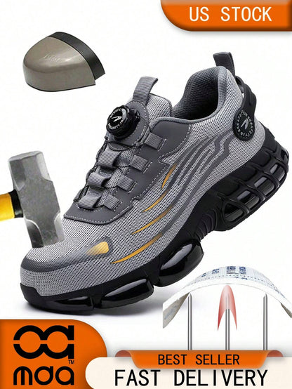 Men's Work Safety Shoes, Steel Toe Shoes, Large Size Hunting Shoes, Sports Outdoor Shoes, Hiking Boots With Rotary Button, Shock Absorption, Anti-Crush, Anti-Pressure, Suitable For Construction, Wareh