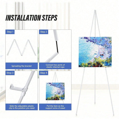 Metal Tripod Easel Stand, Foldable Adjustable Height Display Stand, Portable Floor Easel For Canvas Painting, Poster, Photo Frame, Sign Holder, Ideal For Home Art Creation & Daily Display