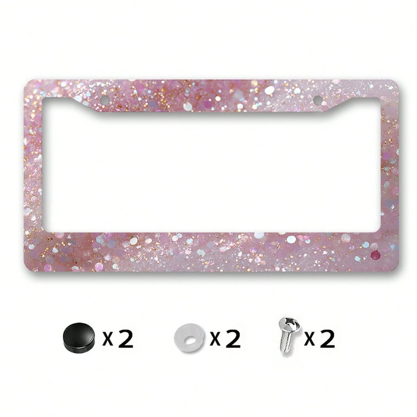 Metallic License Plate Frame Decoration, Shiny Sequin Pattern, Suitable For Car Decoration, Ideal For Winter Solstice Celebrations