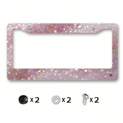 Metallic License Plate Frame Decoration, Shiny Sequin Pattern, Suitable For Car Decoration, Ideal For Winter Solstice Celebrations