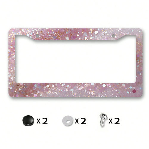 Metallic License Plate Frame Decoration, Shiny Sequin Pattern, Suitable For Car Decoration, Ideal For Winter Solstice Celebrations
