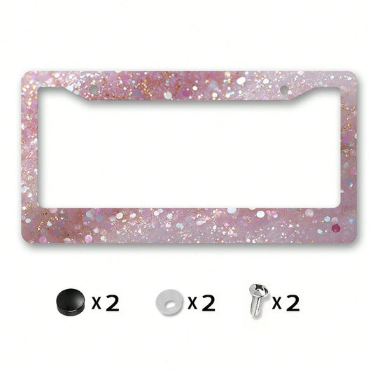 Metallic License Plate Frame Decoration, Shiny Sequin Pattern, Suitable For Car Decoration, Ideal For Winter Solstice Celebrations