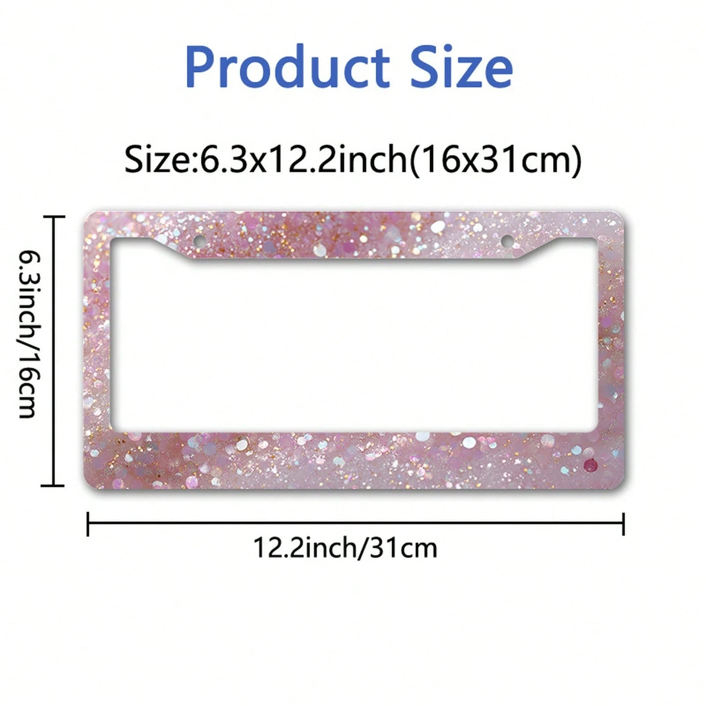 Metallic License Plate Frame Decoration, Shiny Sequin Pattern, Suitable For Car Decoration, Ideal For Winter Solstice Celebrations