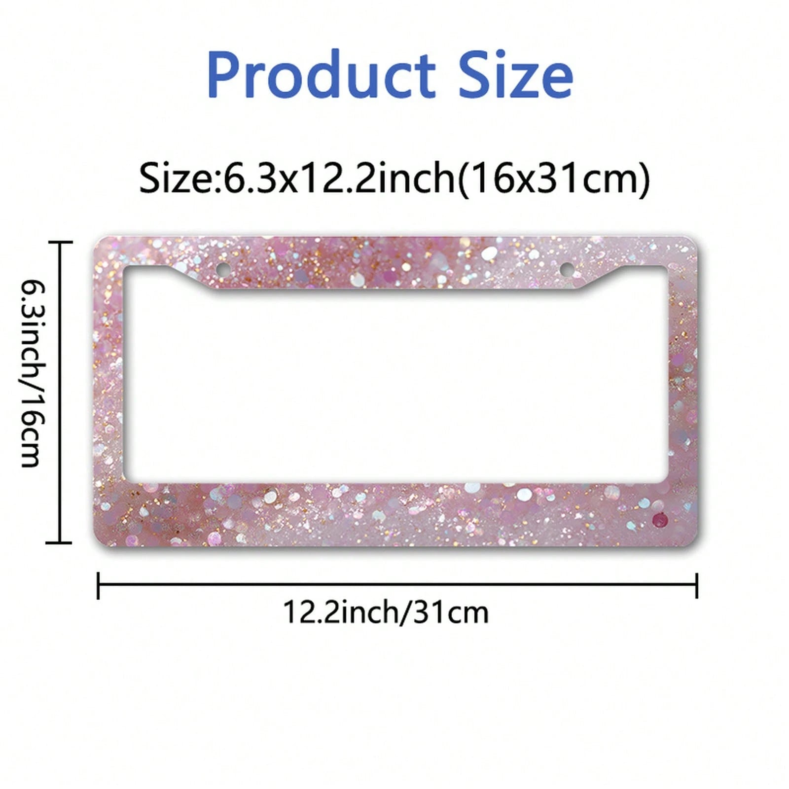 Metallic License Plate Frame Decoration, Shiny Sequin Pattern, Suitable For Car Decoration, Ideal For Winter Solstice Celebrations