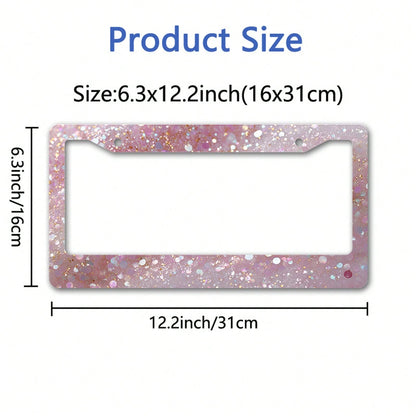 Metallic License Plate Frame Decoration, Shiny Sequin Pattern, Suitable For Car Decoration, Ideal For Winter Solstice Celebrations