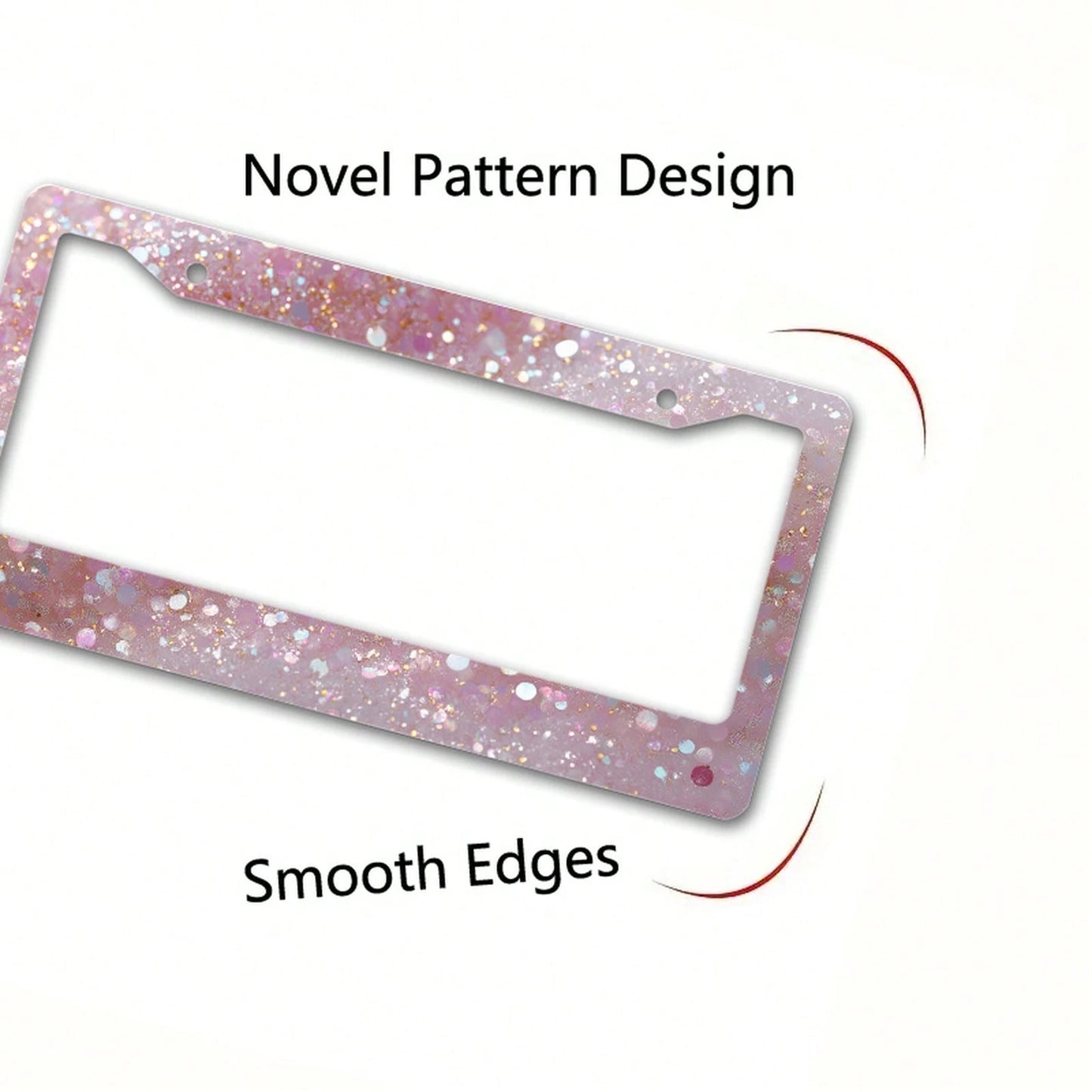 Metallic License Plate Frame Decoration, Shiny Sequin Pattern, Suitable For Car Decoration, Ideal For Winter Solstice Celebrations