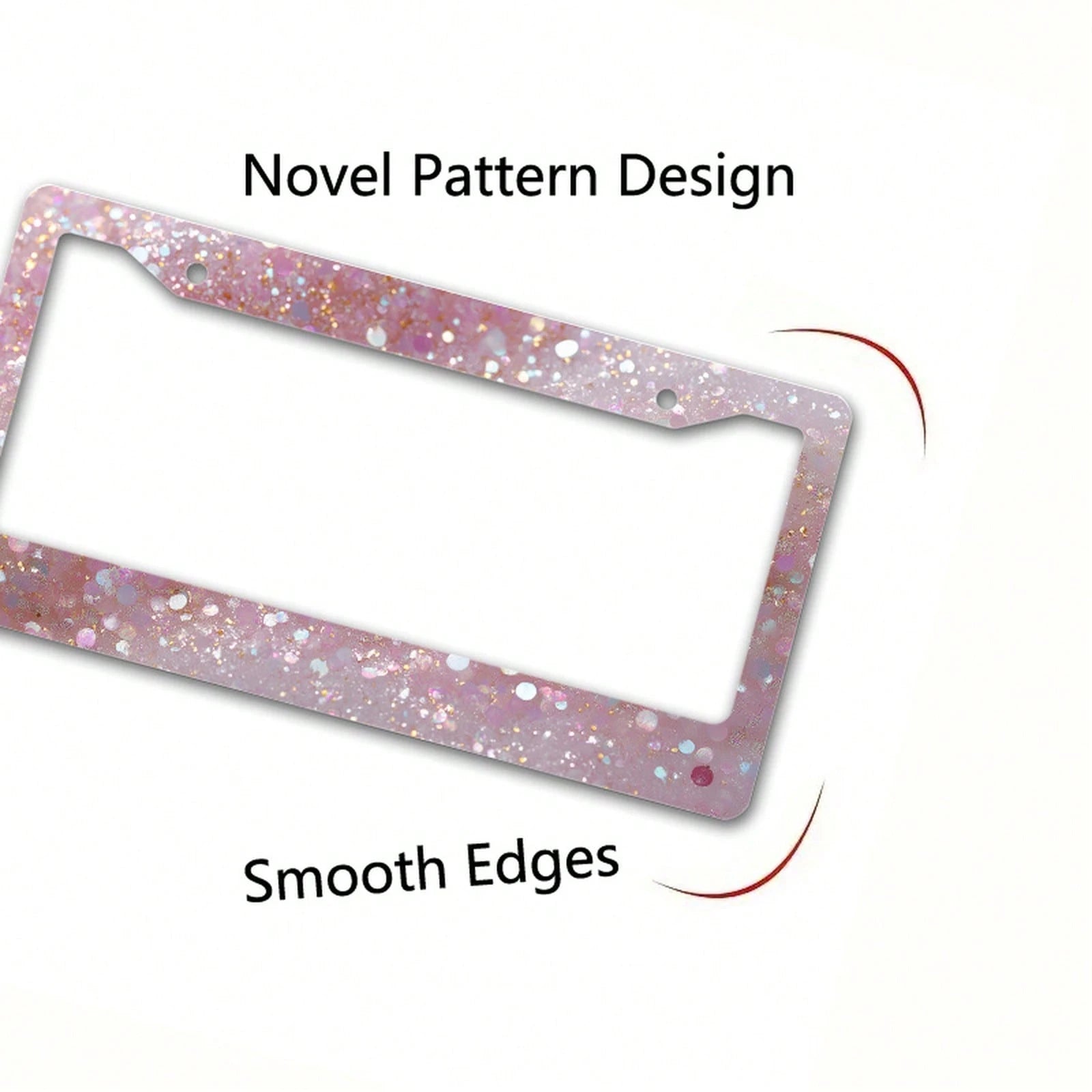 Metallic License Plate Frame Decoration, Shiny Sequin Pattern, Suitable For Car Decoration, Ideal For Winter Solstice Celebrations