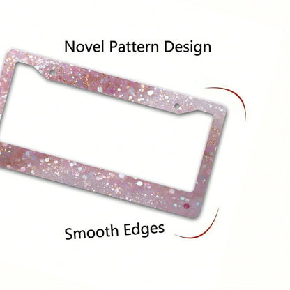 Metallic License Plate Frame Decoration, Shiny Sequin Pattern, Suitable For Car Decoration, Ideal For Winter Solstice Celebrations