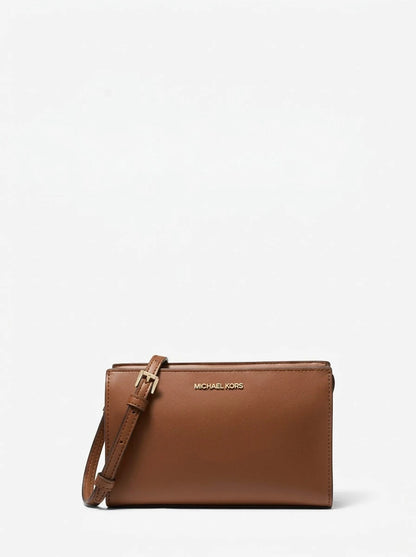 Michael Kors Sheila Women's Faux Saffiano Leather Crossbody Bag For Women Luggage Brown Small Purse 2-Way Clutch With Detachable Strap Gold Hardware 35S3G6HC5L