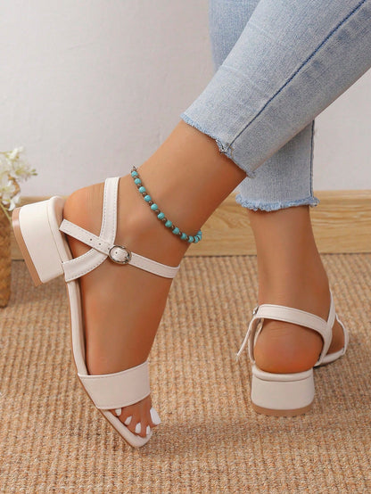 Mid-Heel Chunky Women's Sandals, 2024 New Arrival, High-Heeled Ankle Strap Sandals