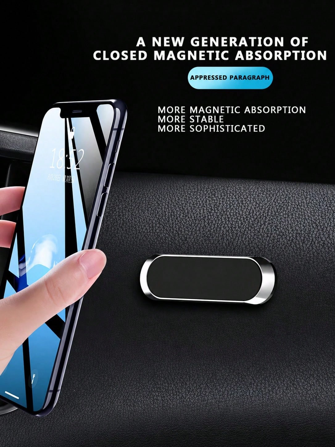 Mini Alloy Magnetic Car Phone Holder, Ultra Strong Magnet Stick-On Mount, Slim Paste Universal Mobile Stand, One-Hand Operation Anti-Fall Bracket For Dashboard Desktop GPS Navigation