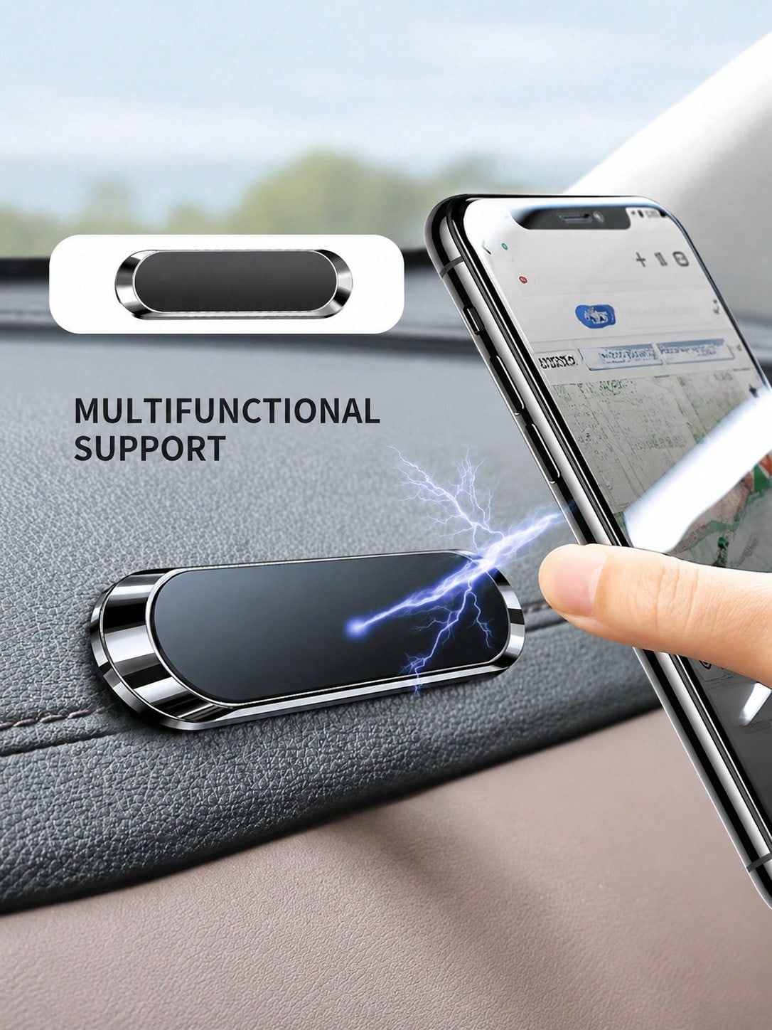 Mini Alloy Magnetic Car Phone Holder, Ultra Strong Magnet Stick-On Mount, Slim Paste Universal Mobile Stand, One-Hand Operation Anti-Fall Bracket For Dashboard Desktop GPS Navigation