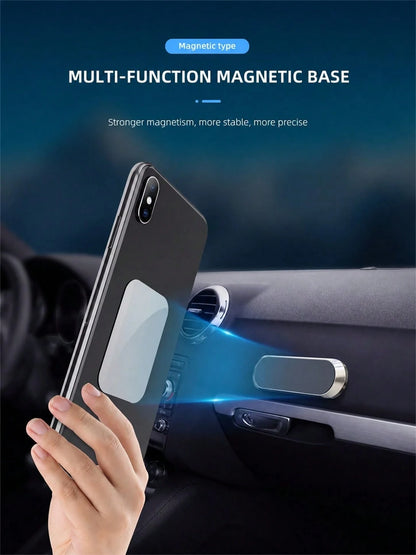 Mini Alloy Magnetic Car Phone Holder, Ultra Strong Magnet Stick-On Mount, Slim Paste Universal Mobile Stand, One-Hand Operation Anti-Fall Bracket For Dashboard Desktop GPS Navigation
