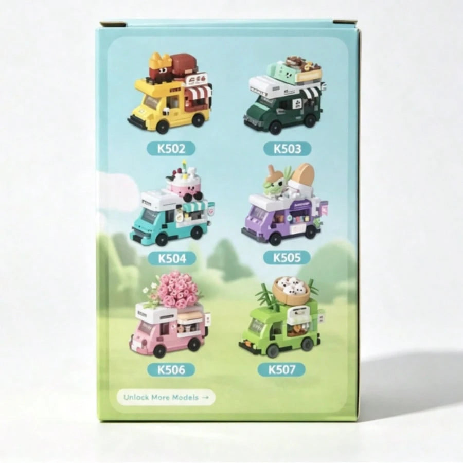 Mini Food Truck Building Blocks Set, 404 PCS Ice Cream Cart Micro Bricks Toy, Creative DIY Assembly Car Model, Educational Construction Toy Gift For Kids Ages 8+