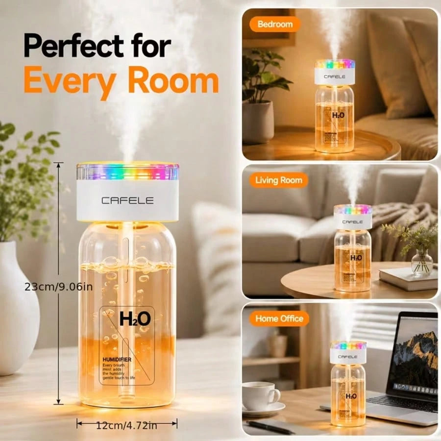 Mini Humidifier For Home And Car Use, USB Rechargeable, Portable Cool Mist Diffuser, 3 Spray Modes, 7-Color Changing LED Night Light, Silent Ultrasonic Humidifier, Perfect For Bedrooms, Living Rooms