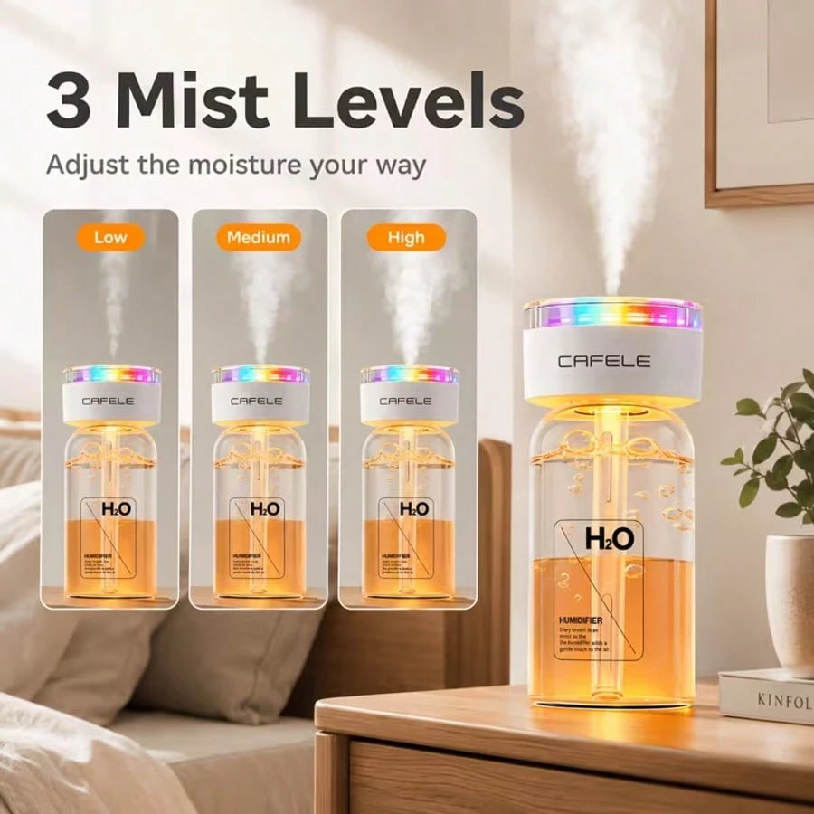 Mini Humidifier For Home And Car Use, USB Rechargeable, Portable Cool Mist Diffuser, 3 Spray Modes, 7-Color Changing LED Night Light, Silent Ultrasonic Humidifier, Perfect For Bedrooms, Living Rooms
