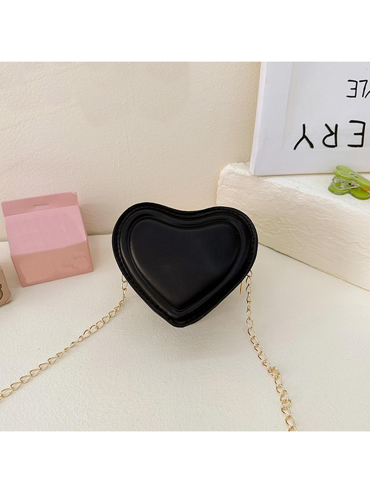Mini Novelty Bag Heart Design PU Black Fashionable Valentines, Fashionable Heart Purse, Perfectly Match With Valentine Day Dress