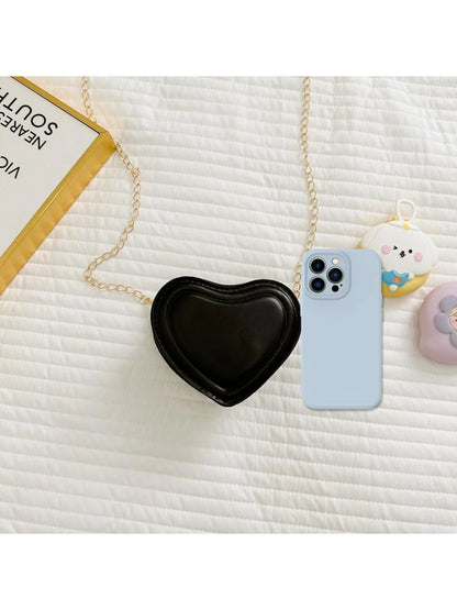 Mini Novelty Bag Heart Design PU Black Fashionable Valentines, Fashionable Heart Purse, Perfectly Match With Valentine Day Dress