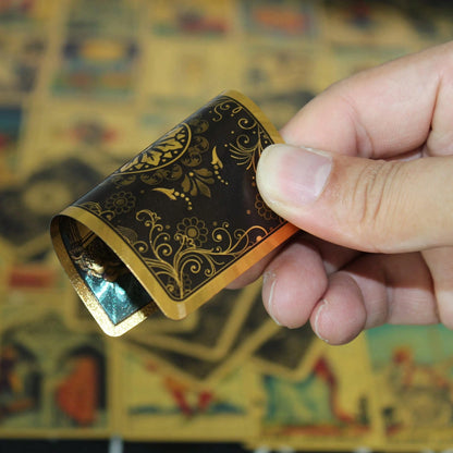 Mini Portable Waite Tarot Cards With Gold Foil Edges, PET Material, Vintage Black & Gold Floral Shield Classic Tarot Card Set, 2.24 X 3.43 Inches, 78-Card Pocket Size Traditional Tarot Deck (Suitable