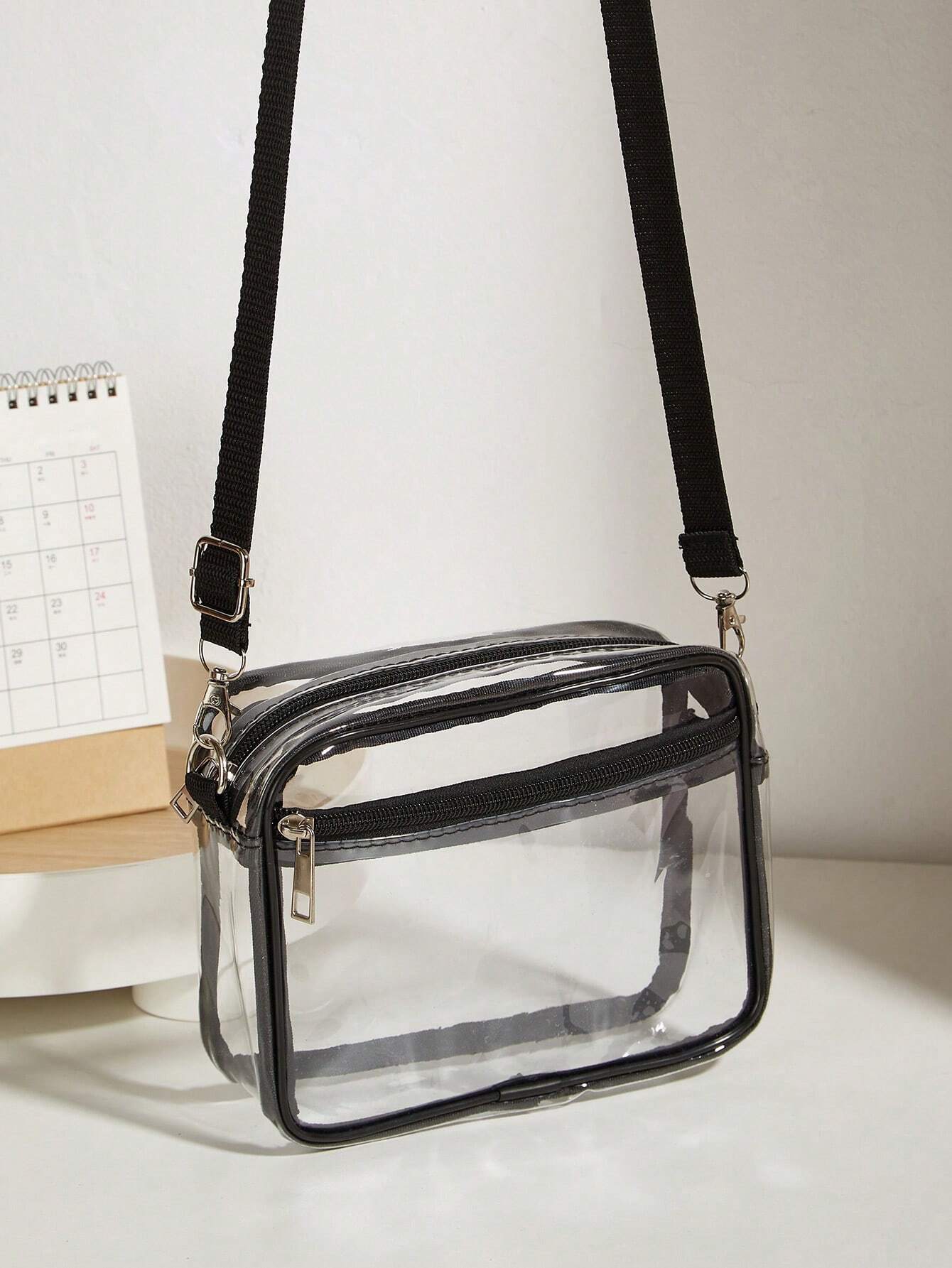 Mini Square Bag Clear Pvc Adjustable Strap, Stadium Approved 12 X 12 X 6 Clear Transparent Purse Bag For Concerts Sports Events Fe