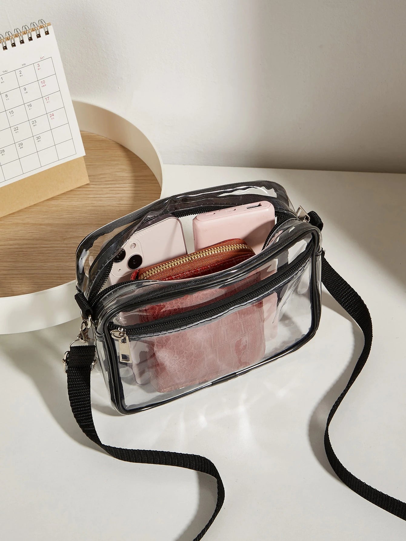 Mini Square Bag Clear Pvc Adjustable Strap, Stadium Approved 12 X 12 X 6 Clear Transparent Purse Bag For Concerts Sports Events Fe
