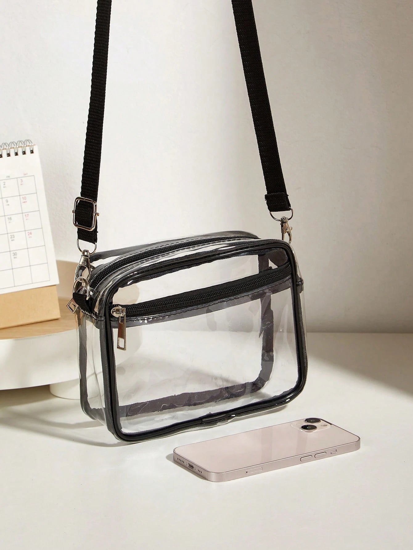 Mini Square Bag Clear Pvc Adjustable Strap, Stadium Approved 12 X 12 X 6 Clear Transparent Purse Bag For Concerts Sports Events Fe