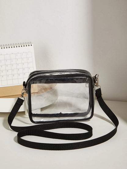 Mini Square Bag Clear Pvc Adjustable Strap, Stadium Approved 12 X 12 X 6 Clear Transparent Purse Bag For Concerts Sports Events Fe