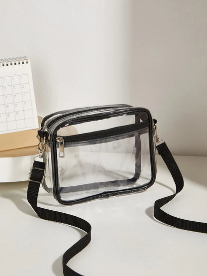Mini Square Bag Clear Pvc Adjustable Strap, Stadium Approved 12 X 12 X 6 Clear Transparent Purse Bag For Concerts Sports Events Fe