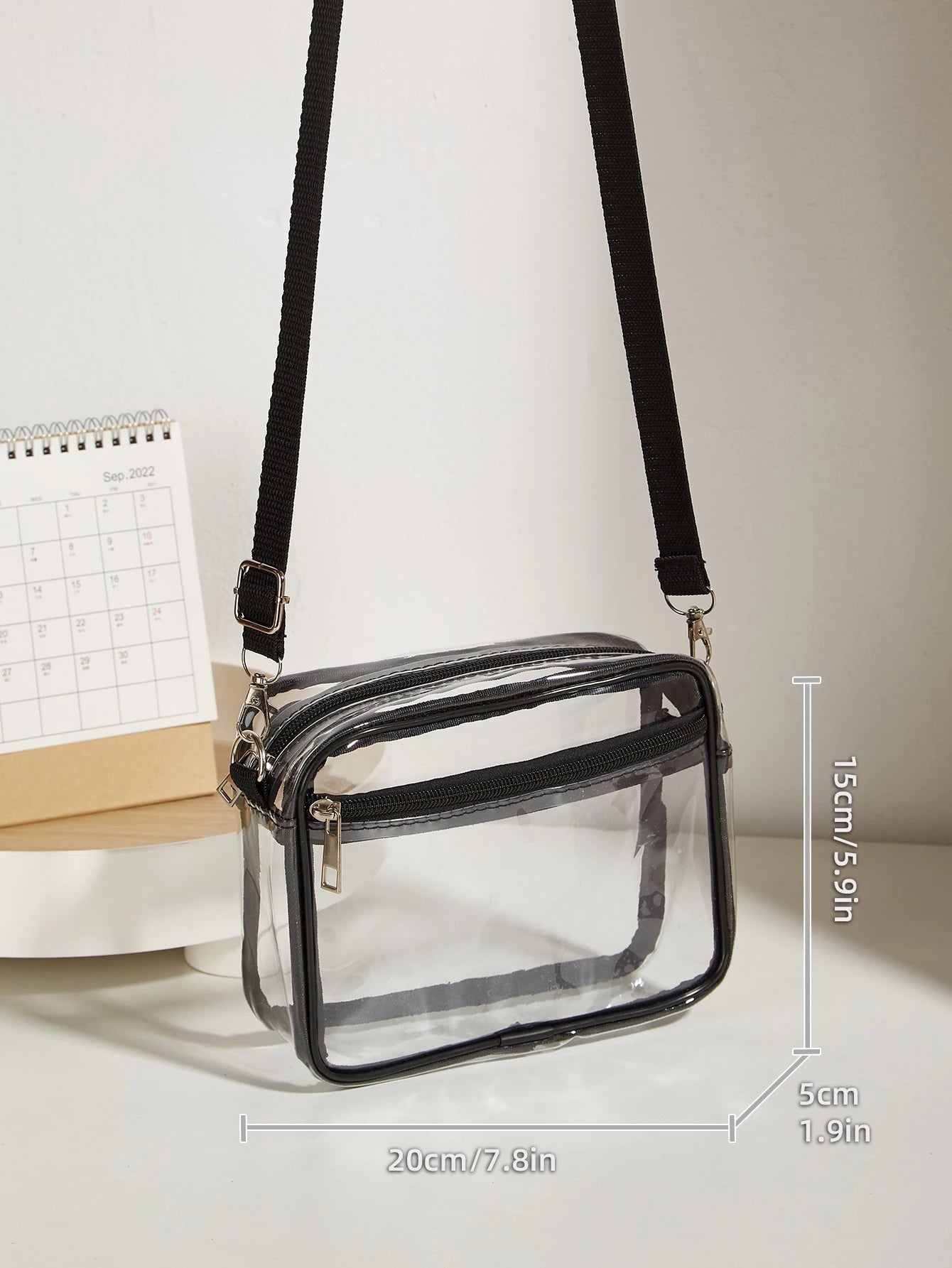 Mini Square Bag Clear Pvc Adjustable Strap, Stadium Approved 12 X 12 X 6 Clear Transparent Purse Bag For Concerts Sports Events Fe