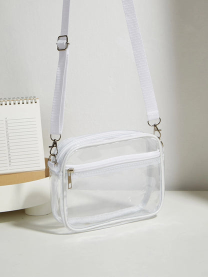Mini Square Bag Clear Pvc Adjustable Strap, Stadium Approved 12 X 12 X 6 Clear Transparent Purse Bag For Concerts Sports Events Fe