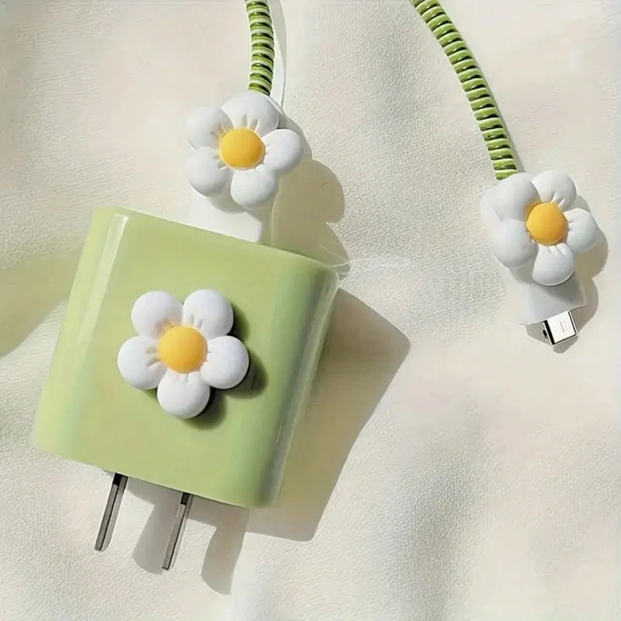 Minimalist Floral Charging Protector Case, Suitable For Apple 14/13/16/15 Series Fast Charging Adapter, 20W Charger Protector Case, Ideal Gift