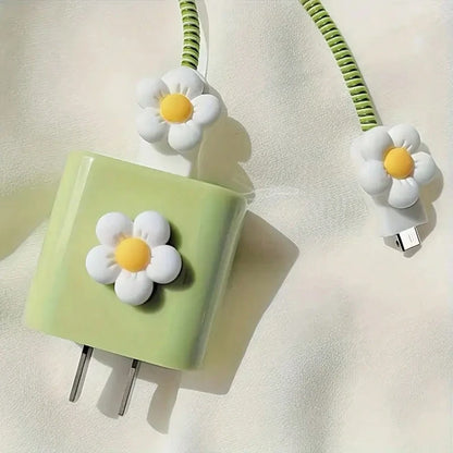 Minimalist Floral Charging Protector Case, Suitable For Apple 14/13/16/15 Series Fast Charging Adapter, 20W Charger Protector Case, Ideal Gift