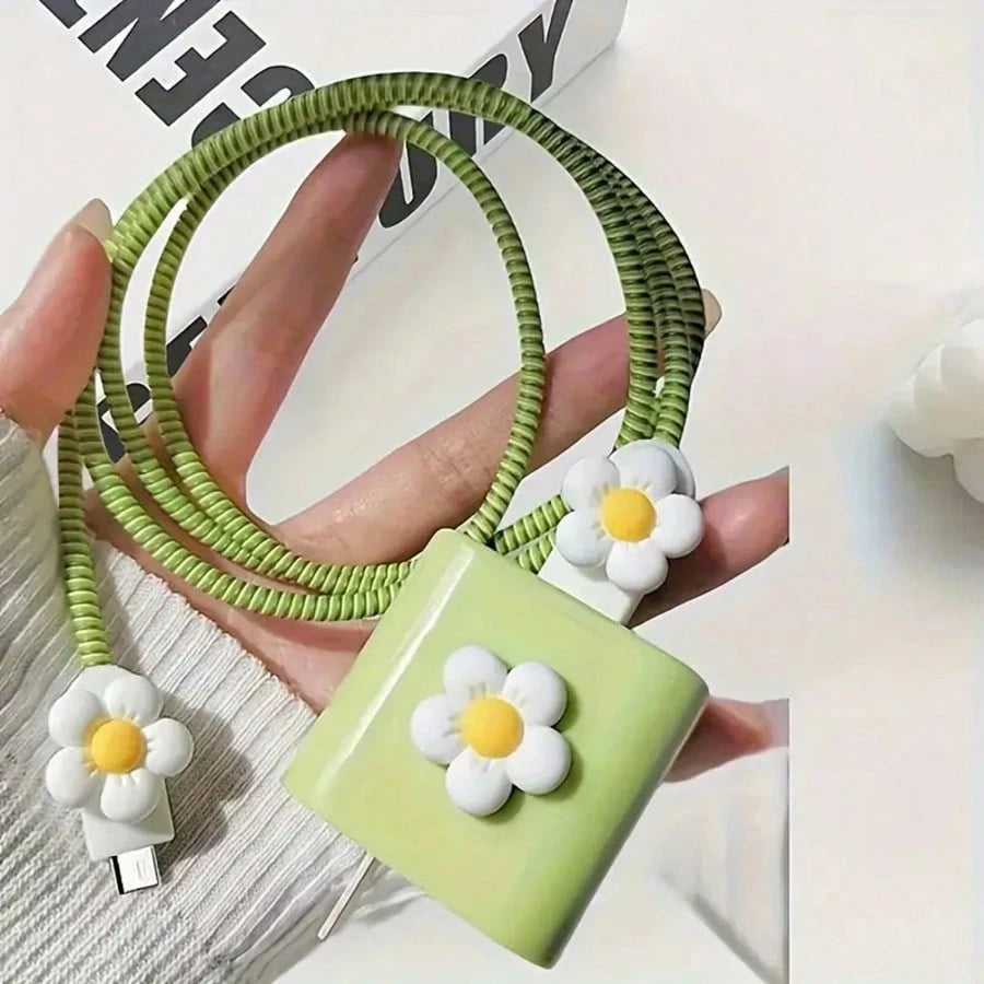 Minimalist Floral Charging Protector Case, Suitable For Apple 14/13/16/15 Series Fast Charging Adapter, 20W Charger Protector Case, Ideal Gift