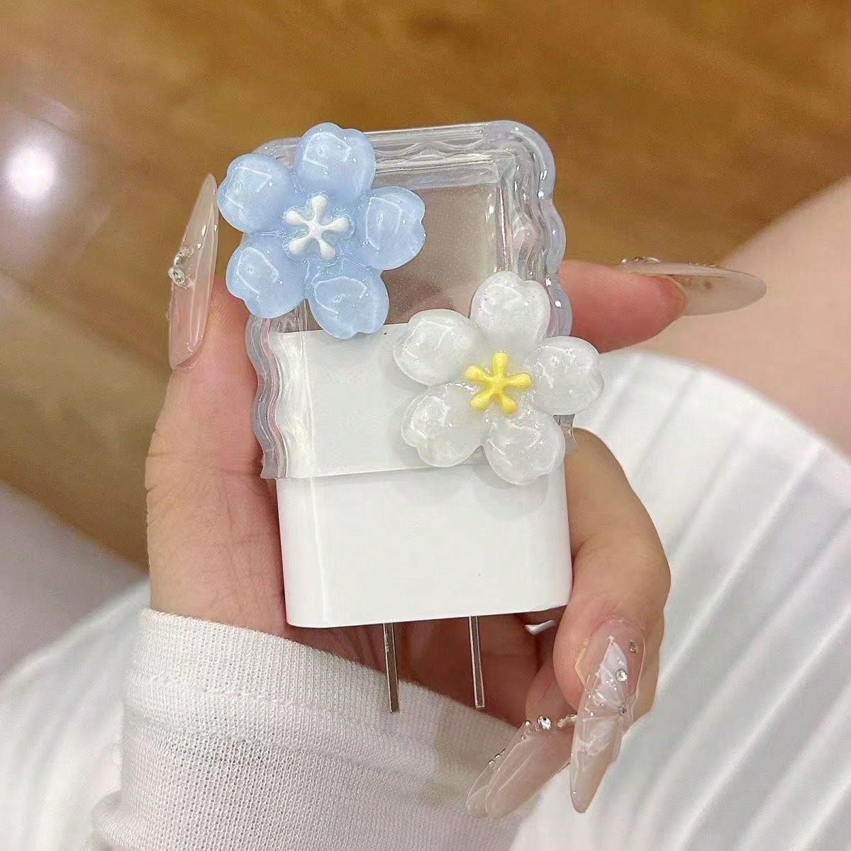 Minimalist Floral Charging Protector Case, Suitable For Apple 14/13/16/15 Series Fast Charging Adapter, 20W Charger Protector Case, Ideal Gift