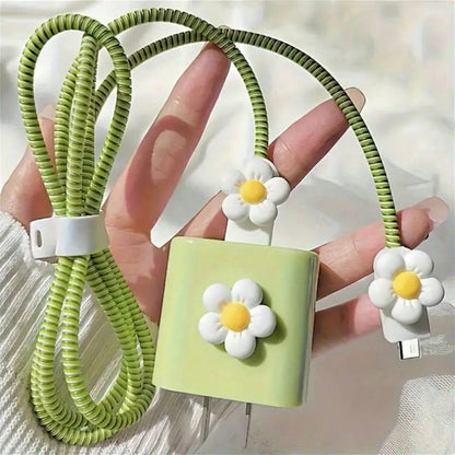 Minimalist Floral Charging Protector Case, Suitable For Apple 14/13/16/15 Series Fast Charging Adapter, 20W Charger Protector Case, Ideal Gift