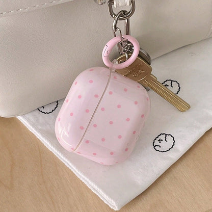 Minimalist Pink Polka Dot Patterns Bluetooth Earphone Cases Minimalist Pink Polka Dot Patterns Bluetooth Earphone Case Pink Polka Dot Simple Design Earphone Case + Hanging Ring Set Compatible With App