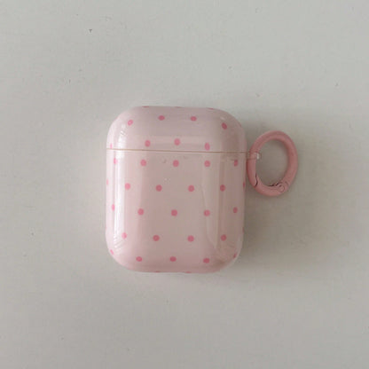 Minimalist Pink Polka Dot Patterns Bluetooth Earphone Cases Minimalist Pink Polka Dot Patterns Bluetooth Earphone Case Pink Polka Dot Simple Design Earphone Case + Hanging Ring Set Compatible With App