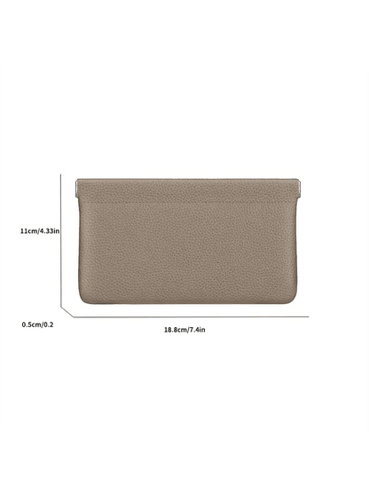 Minimalist PU Long Wallet With Self-Closing Function, Can Hold Passport, Driver's License, ID Card, Earphone Cables, Also Can Be Used As Cosmetic Bag, Wallet, Phone Pouch