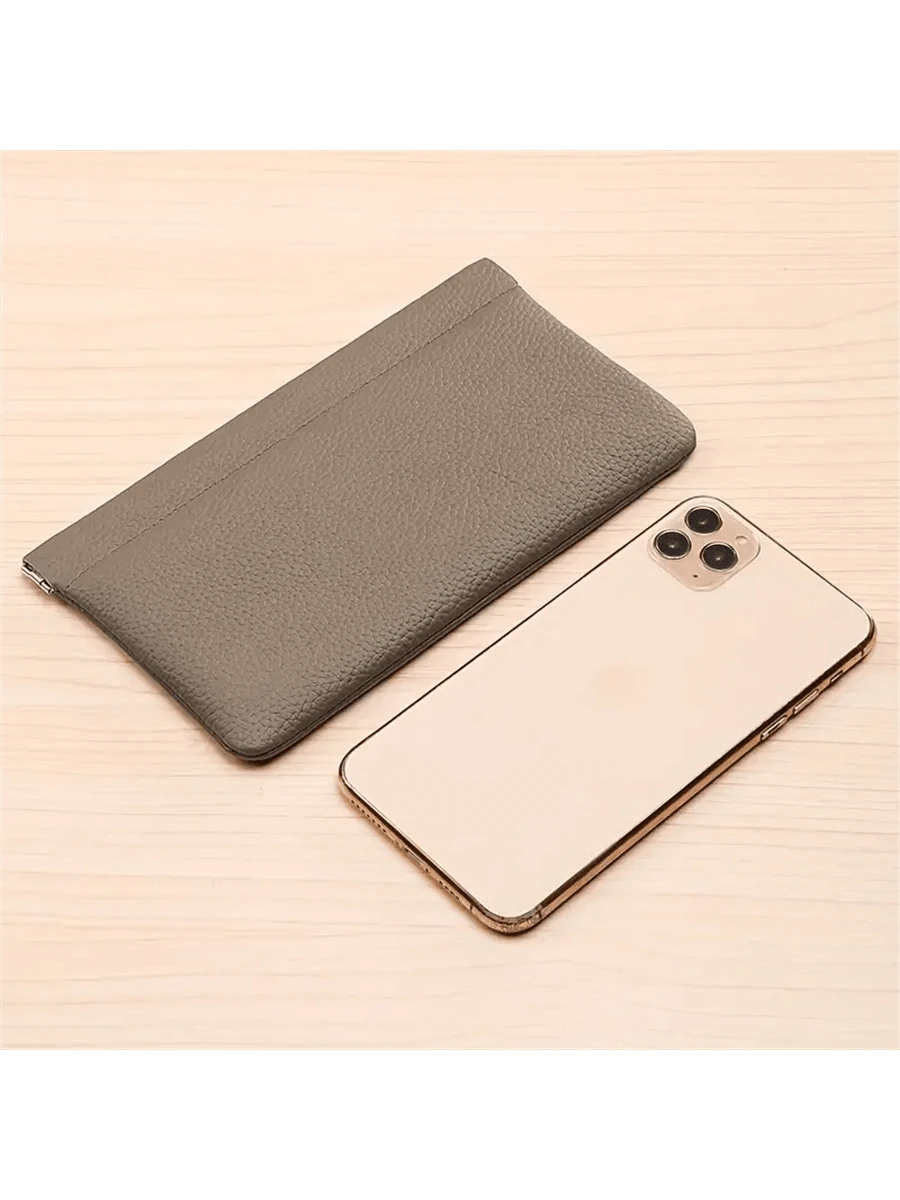 Minimalist PU Long Wallet With Self-Closing Function, Can Hold Passport, Driver's License, ID Card, Earphone Cables, Also Can Be Used As Cosmetic Bag, Wallet, Phone Pouch