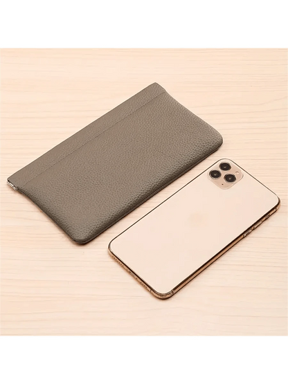 Minimalist PU Long Wallet With Self-Closing Function, Can Hold Passport, Driver's License, ID Card, Earphone Cables, Also Can Be Used As Cosmetic Bag, Wallet, Phone Pouch