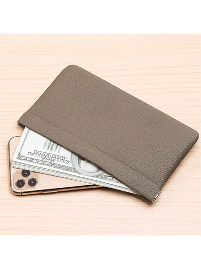 Minimalist PU Long Wallet With Self-Closing Function, Can Hold Passport, Driver's License, ID Card, Earphone Cables, Also Can Be Used As Cosmetic Bag, Wallet, Phone Pouch